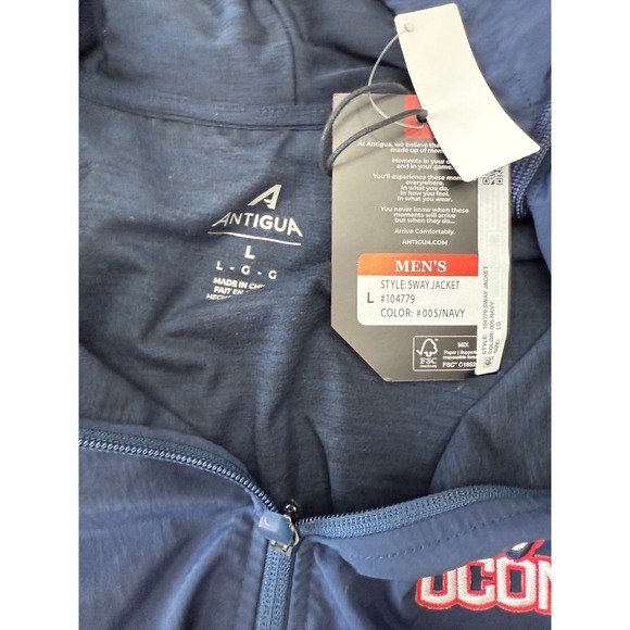 Antigua UConn Huskies Mens Full Zip Hoodie Jacket Stitched XLarge - Picture 9 of 10